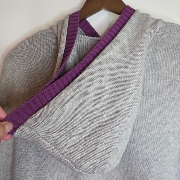 Ruffle Butts Adorable Hooded Gray/Purple Poncho Sweater - Girls 6/7 - Picture 8 of 10